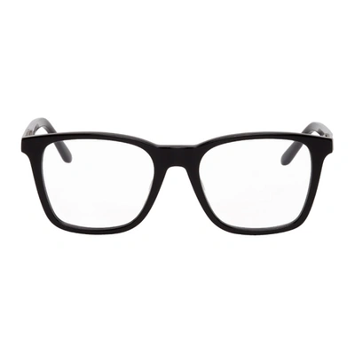 Alexander Mcqueen Black & Silver Square Glasses In 001 Black