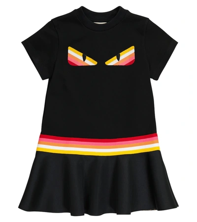 Fendi Kids' Graphic-print T-shirt Dress In Black