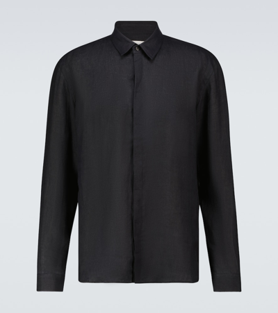 Commas Long-sleeved Linen Shirt In Black