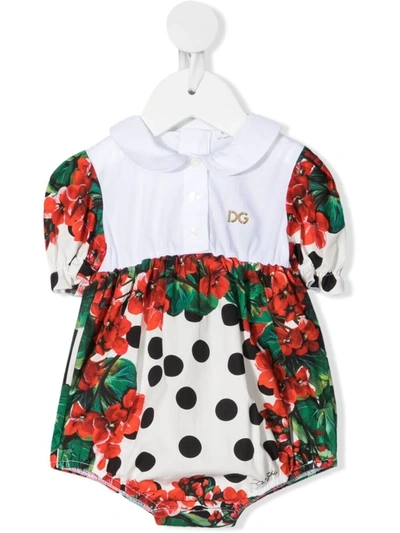Dolce & Gabbana Babies' Kids Cotton Floral Print Bodysuit (0-24 Months) In Red