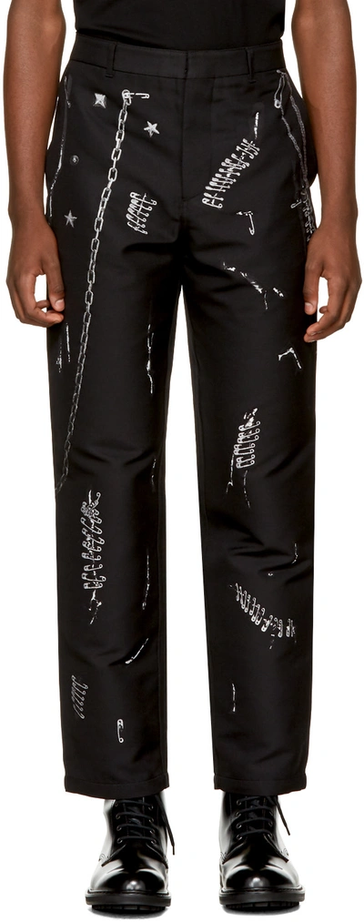 Alexander Mcqueen Chain Safety Pin Fil Coupé Pants In Black