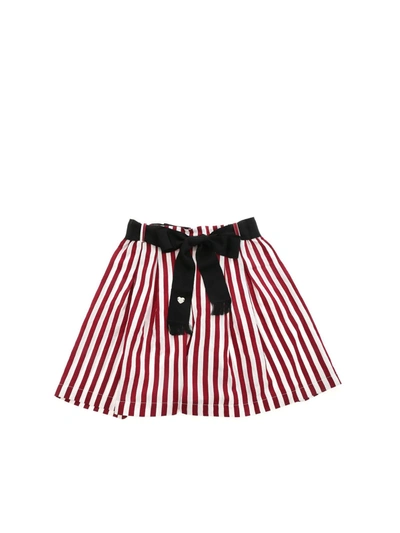 Monnalisa Kids' Burgundy Stripes Shorts In White