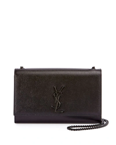 Saint Laurent Kate Medium Ysl Grain De Poudre Chain Bag In Black