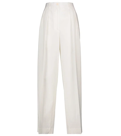 The Row Washed Cotton Panama Wide Leg Pants In White