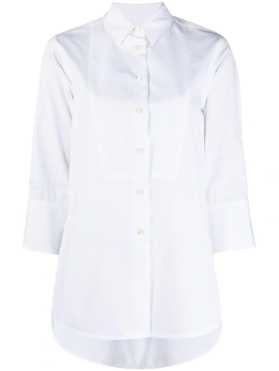 Alberto Biani High-low Tuxedo Cotton Shirt In White
