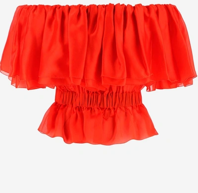 Alexandre Vauthier Off-shoulder Crop Top In Red