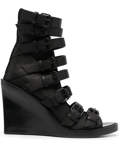 Ann Demeulemeester Buckled Leather Sandals In Black