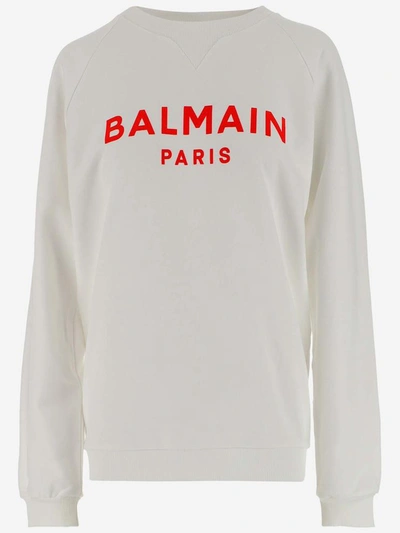 Balmain Sweaters In Blanc/rouge