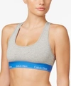 Calvin Klein Modern Cotton Bralette Qf4111 In Grey Heather/ Stella Blue