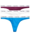 Calvin Klein Carousel Cotton Thong 3-pack Qd3587 In Fathom