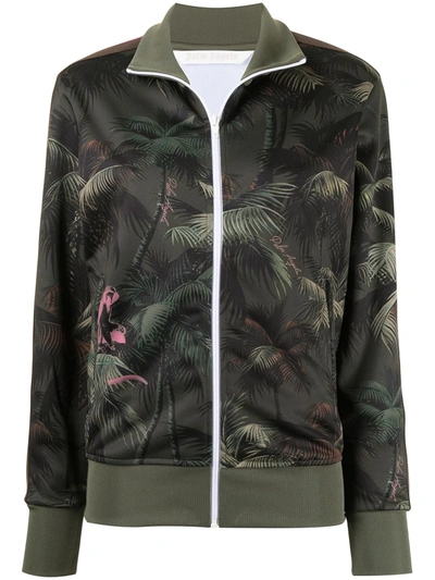 Palm Angels Palm Tree Zipped Track Jacket In Green