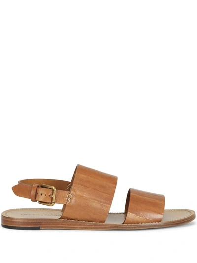 Dolce & Gabbana Buckle Eel Skin Sandals In Beige