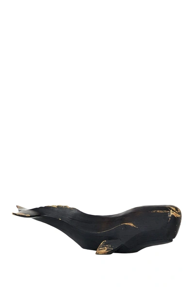 Willow Row Black Polyresin Coastal Whale Sculpture