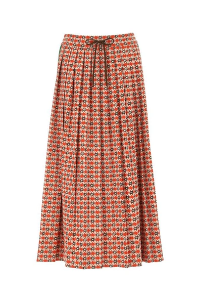 Gucci Geometric Jacquard Pleated Skirt In Multi