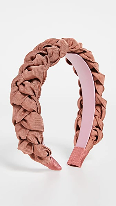 Jennifer Behr Lori Braided Silk Headband In Terracotta