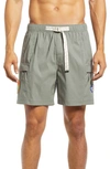 The North Face Class V Nylon Blend Belted Relaxed Fit Cargo Shorts In Mineral Gray
