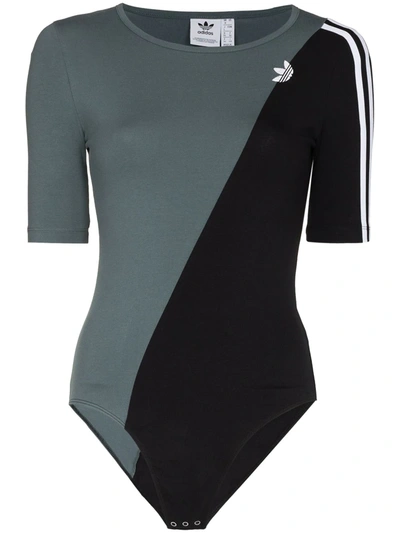 Adidas Originals Two-tone Stretch-cotton Jersey Bodysuit In Schwarz