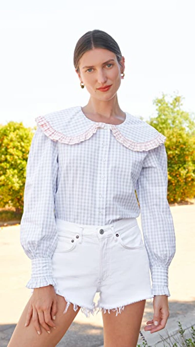 Rahi Phoebe Check Blouse In Blue/pink Gingham