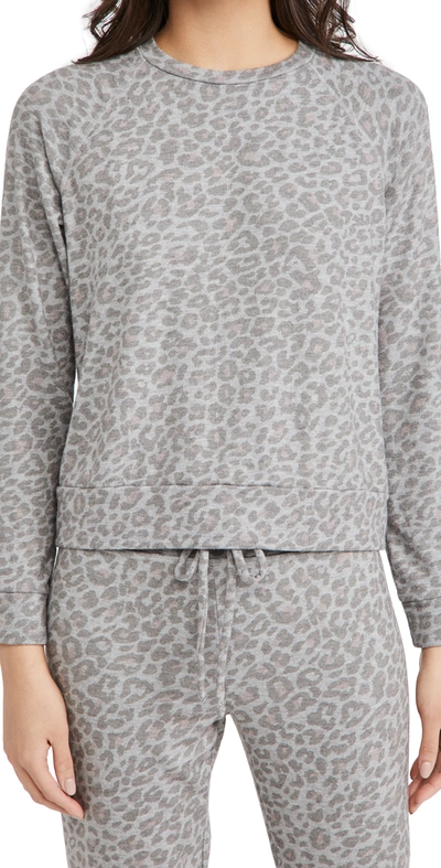 Beyond Yoga Printed Favorite Raglan Crew Pullover In Chai Cocoa Brown Leopard