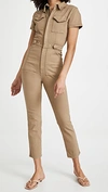 Good American Fit For Success Stretch Cotton Twill Jumpsuit In Khaki