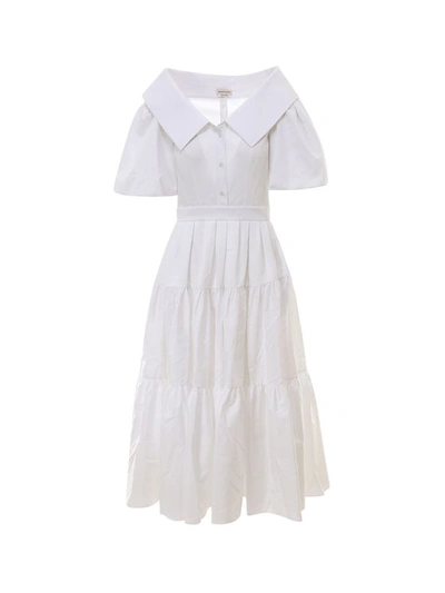 Alexander Mcqueen Cotton Maxi Dress In White