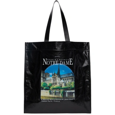 Balenciaga Notre Dame Print Shopper Tote In Black | ModeSens