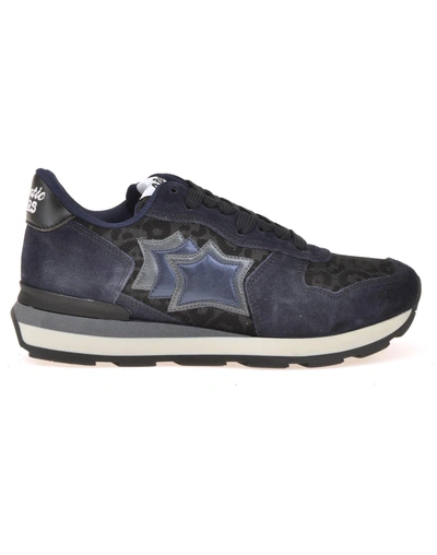 Atlantic Stars Vega Blue Leather And Leopard Fabric Sneaker In Nero