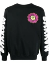 Barrow Cotton Flower Logo Printed Sweatshirt In Black