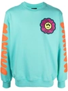 Barrow Felpa Flower Smile Azzurro Unisex In Light Blue