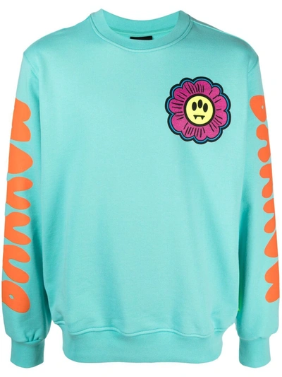 Barrow Felpa Flower Smile Azzurro Unisex In Light Blue