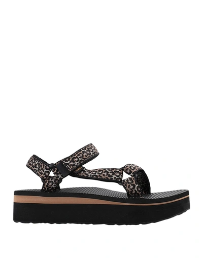 Teva Womens Leopard Flatform Universal Leopard-print Recycled-polyester Sandals 8 In Black