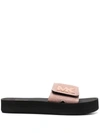 Michael Michael Kors Mk Logo-printed Chain-mesh Slides In Cipria