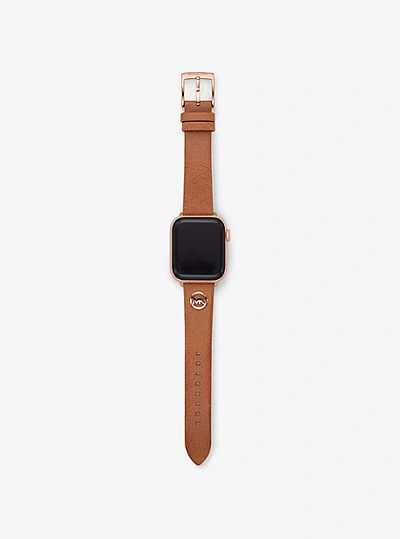 Michael Kors Logo Charm Leather 38-40mm Band For Apple Watch In Brown