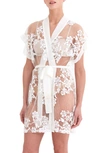 Rya Collection Charming Sequined Lace Cover Up Robe In Ivory