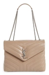 Saint Laurent Medium Loulou Matelasse Leather Shoulder Bag In Gold Sand