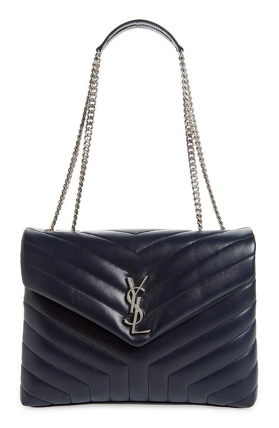 Saint Laurent Medium Loulou Matelasse Leather Shoulder Bag In Deep Marine