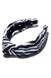 Lele Sadoughi X Solid And Striped Zebra-print Knotted Headband In Zebra Jacquard