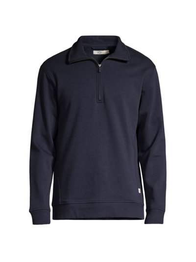 Ugg Men's Zeke Fleece Quarter-zip Jumper In Navy