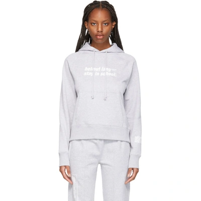 Helmut Lang Stay In School Print Hoodie In Grey