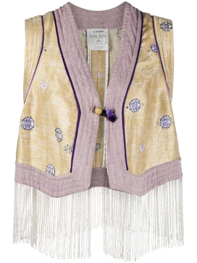 Forte Forte "italian Cocktail" Single-breasted Vest With Ethnic Jacquard Motif In Purple