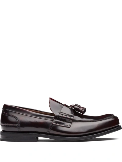 Church's Tiverton R Burgundy Bookbinder Fume' Loafers In Red