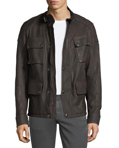 Belstaff Woodbridge Leather Utility Jacket In Black | ModeSens
