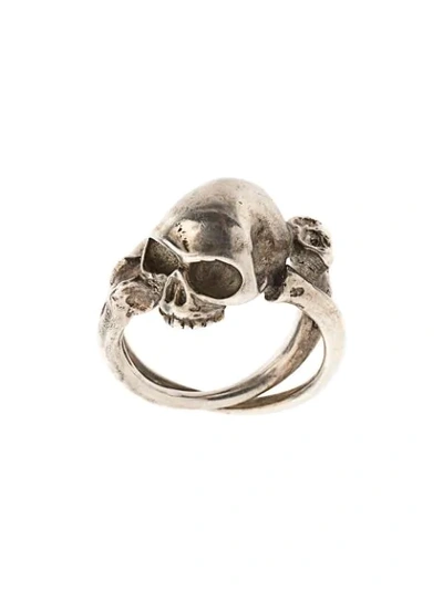 Werkstatt:münchen Cross Bones + Skull Ring In Metallic