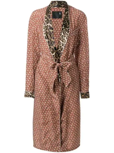 R13 Contrast Print Smoking Robe In Rust | ModeSens