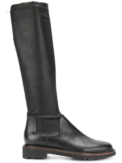 Robert Clergerie 'jeto' Stretch Leather Knee High Boots In Black