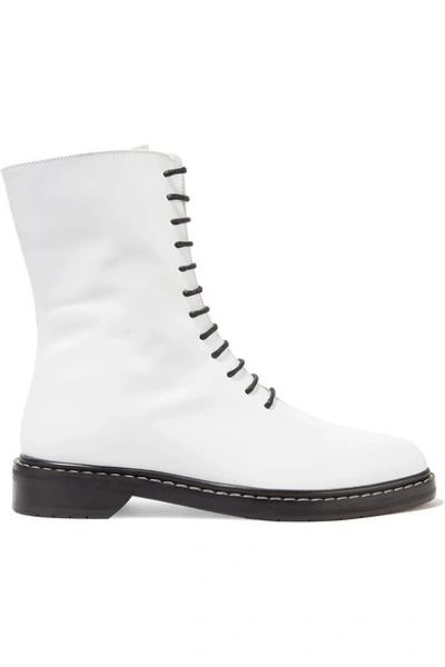 The Row Fara Lace-up Leather Combat Boot In White