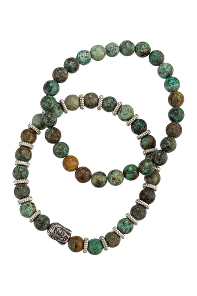 Eye Candy Los Angeles Henry Green Buddha Agate Beaded Bracelet