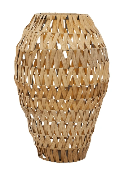 Willow Row Brown Plastic Rattan Handmade Woven Vase
