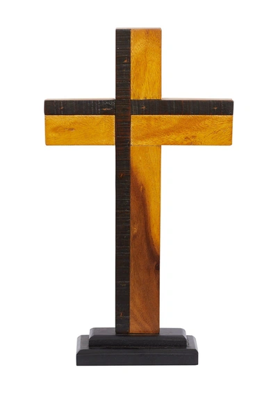 Willow Row Brown Wood Rustic Wall Decor Cross In Black