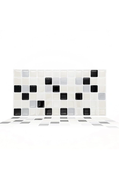 Walplus Classic Black And White Mosaic Glossy 3d Sticker Tile